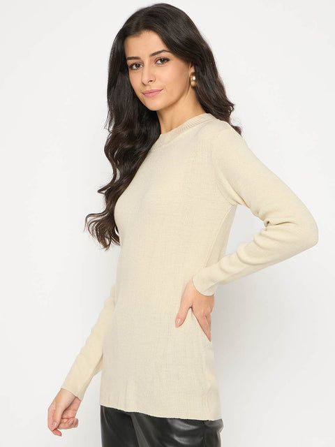 Madame Mock Neck Solid Beige Skeeve