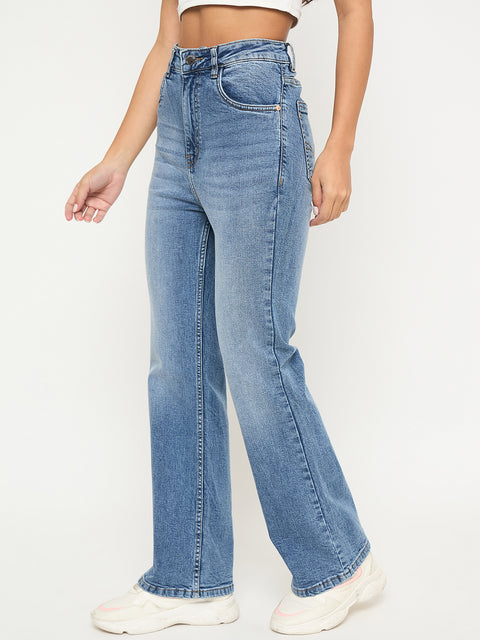 Madame Whiskered Stone Wash Light Blue Jeans