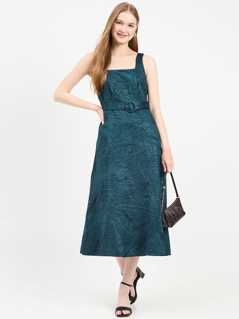 Madame Solid Teal Dress