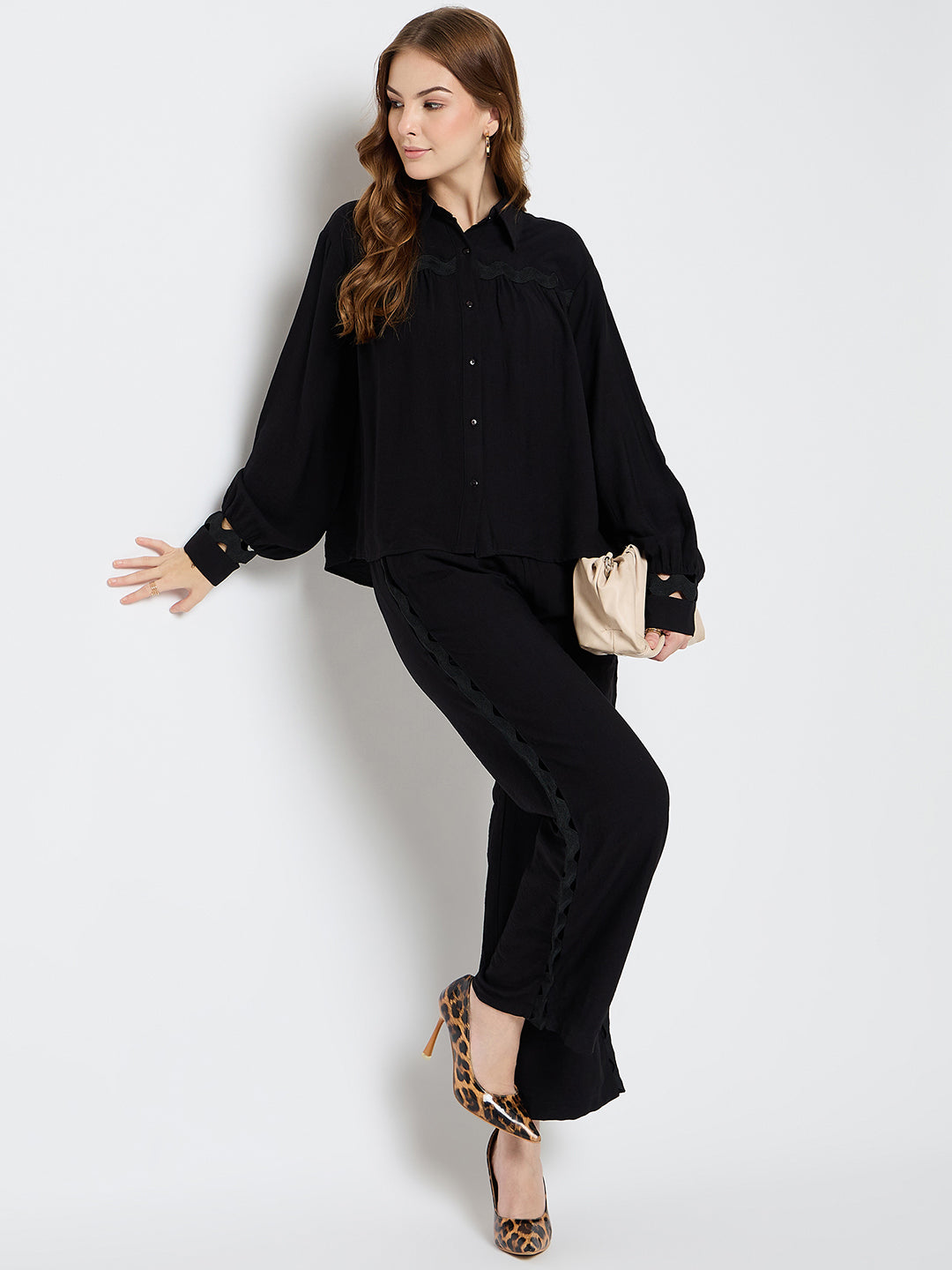 Madame Rayon Lace Black Co-ord Set color swatch