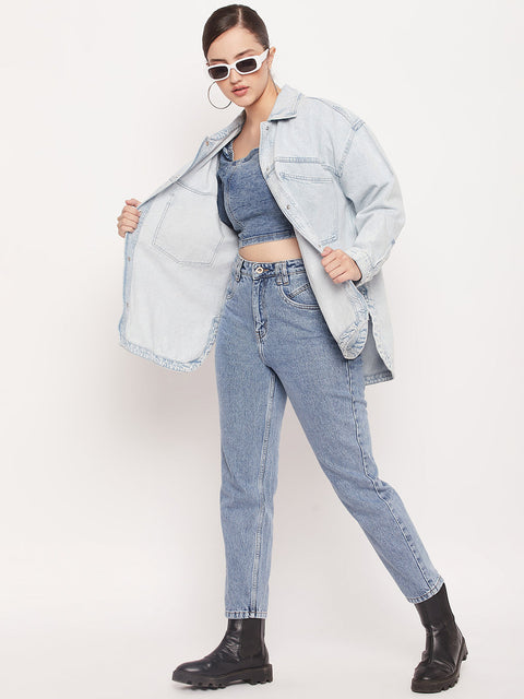 Madame Oversized Ice Blue Denim Jacket