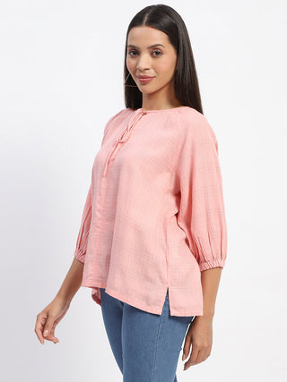 Madame Pink Chequered Tie Knot Top