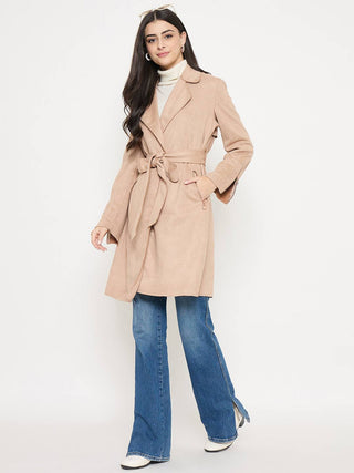 Madame Belted Camel Brown Long Trench Coat