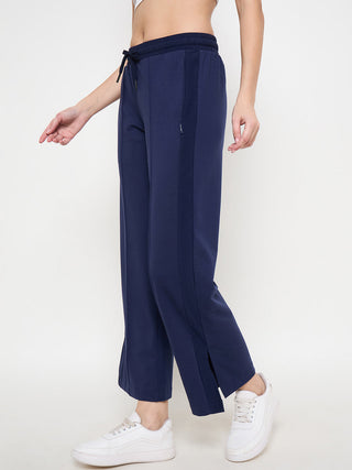 mSECRET Solid Navy Elasticated Waist Flared Loose Fit Track Bottoms