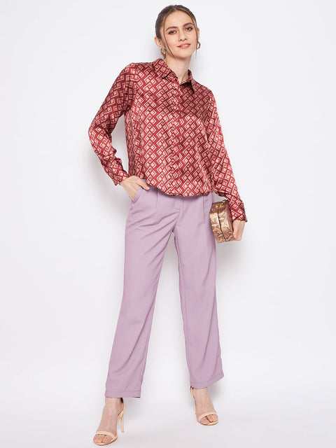 Madame Women Printed Rosewood Shirt