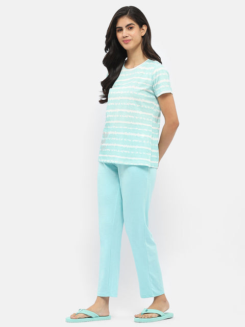 mSECRET Typography Aqua Blue Nightsuit