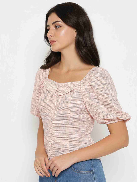 Madame Tie Detail Off Shoulder Hot Pink Top
