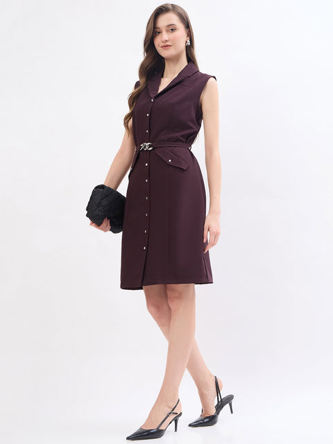 Madame Wine Viscose Blend Blazer Dress