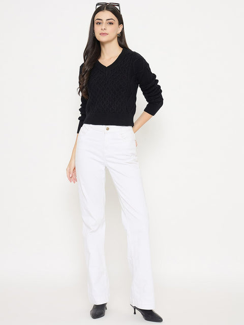 Madame Cable Knit Black Acrylic Sweater