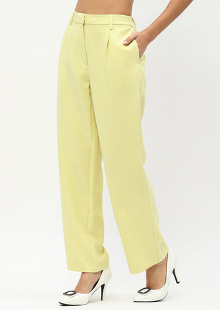 Madame Straight Fit Lime Yellow Trousers