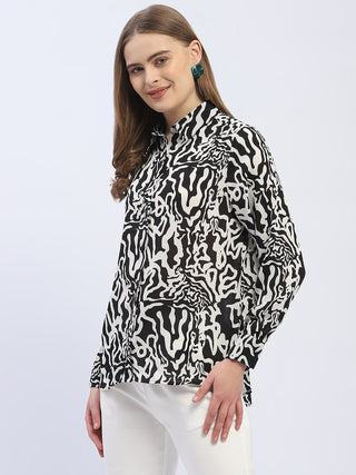 Madame Abstract Print Black Regular Shirt