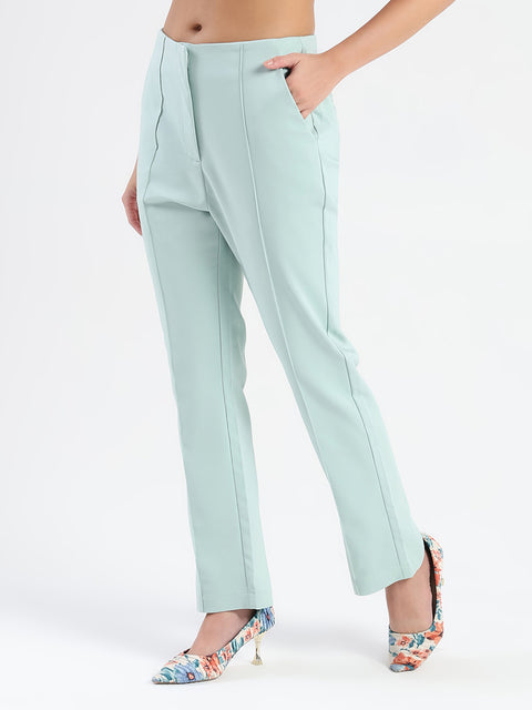 Madame Alex Front Pintuck Detailed Mint Green Trousers