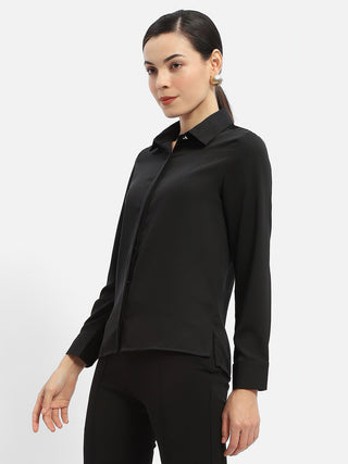 Madame Solid Black Regular Shirt