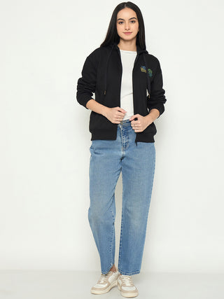 Madame Black Cotton Hooded Sweatshirt