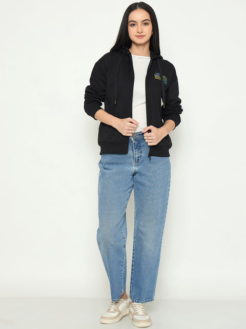 Madame Black Cotton Hooded Sweatshirt