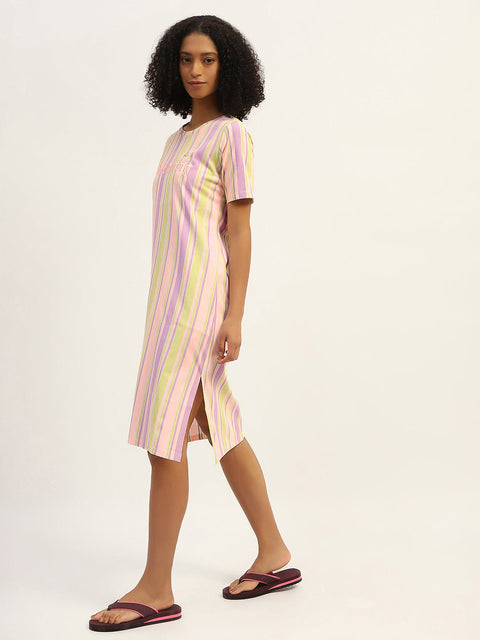 mSECRET Striped Pink Cotton Nightdress