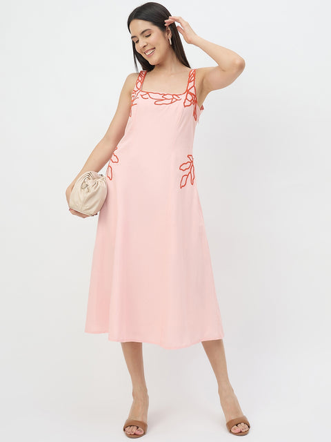 Madame Blush Pink Cotton Midi Dress