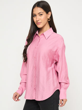 Madame Textured Botanical Embellishment Dusty Pink Shirt