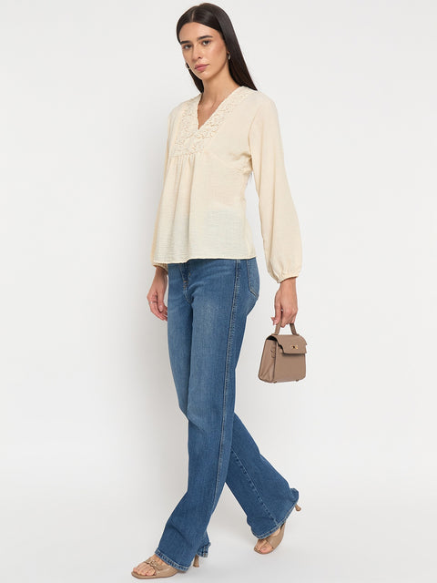 Madame Off-White Printed Top