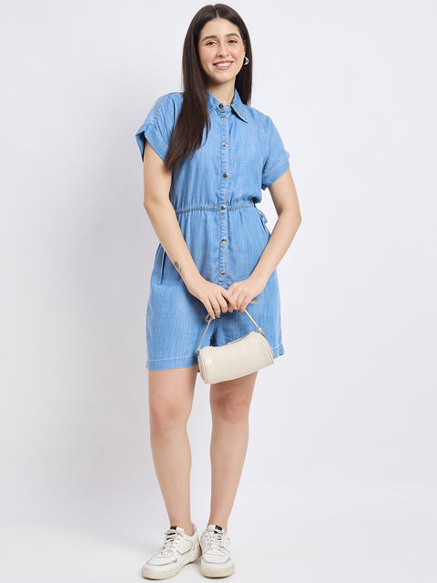 Madame Solid Light Blue Jump Suits