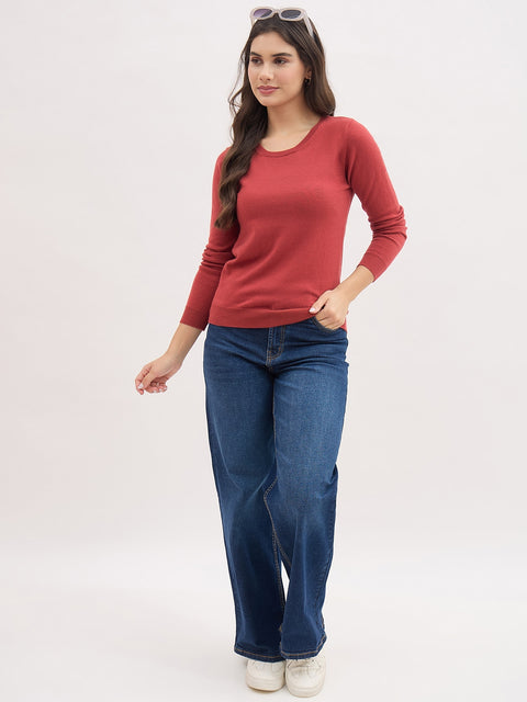 Madame Dark Rust Basic Pullover Sweater