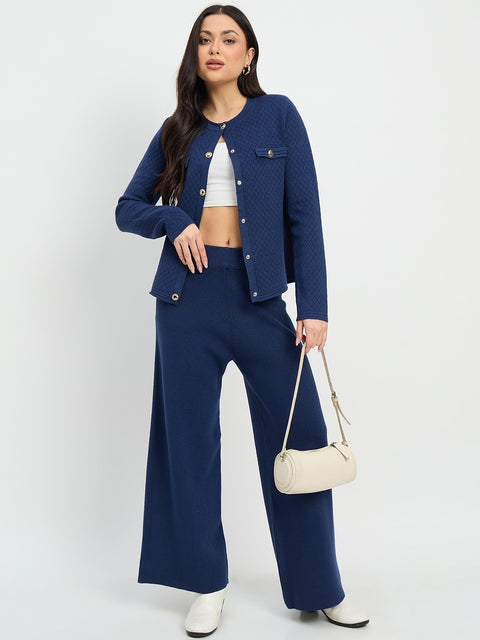 Madame Round Neck Cardigan and Trousers Co-ord Set
