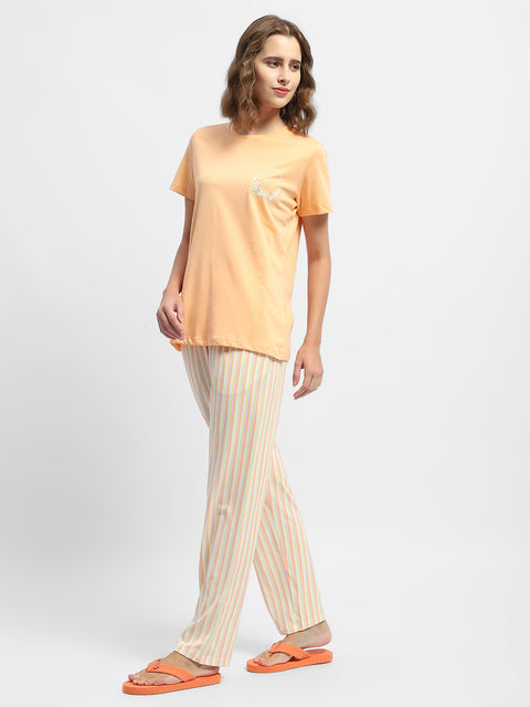 Msecret Striped Orange Two Piece Nightsuit