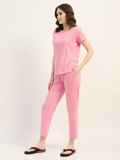 mSECRET Printed Pink Nightsuit Set