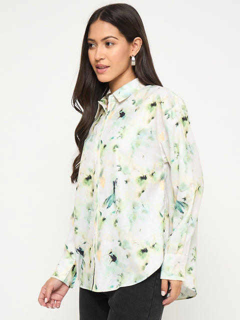 Madame All Over Botanical Print Lemon Yellow Shirt