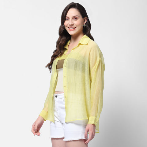 Madame Semi Sheer Lime Women Shirt