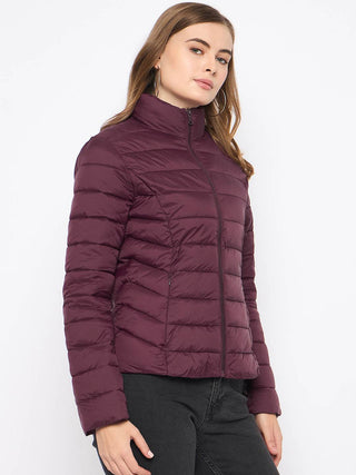 Madame Quilted Wine Puffer Jacket