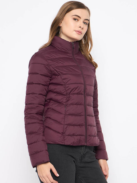 Madame Quilted Wine Puffer Jacket