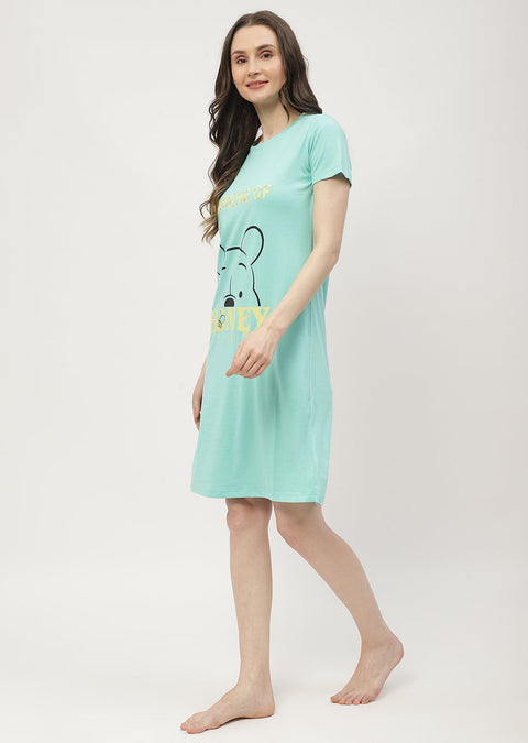 mSECRET Disney Pooh Printed Mint Green Nightdress