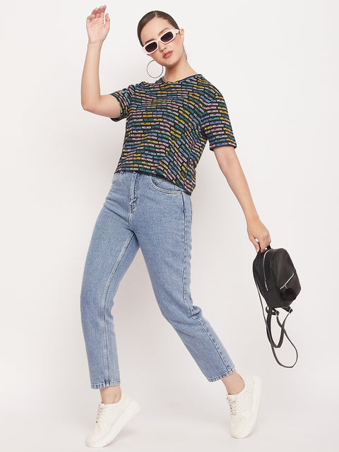 Madame Regular Fit Round Neck Printed T-shirt