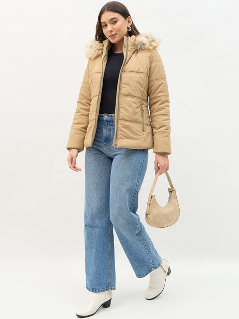 Madame Faux Fur Khaki Puffer Jacket