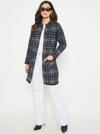 Madame Checkered Long Cardigan