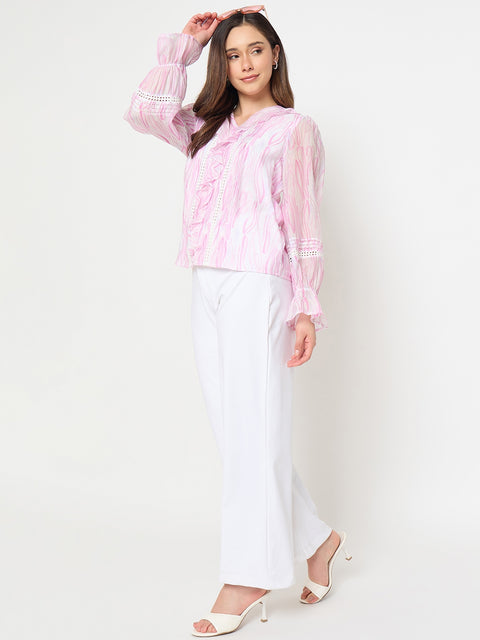 Madame Rayon Blend Pink Ruffle Top