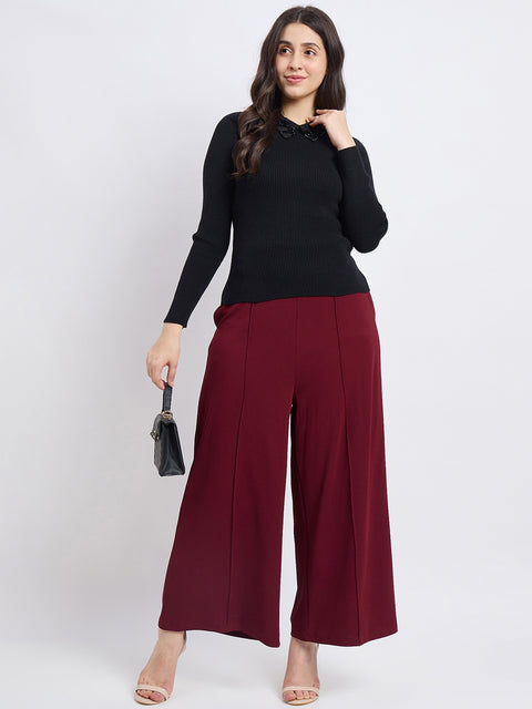 Madame Designer Collar Black Sweater