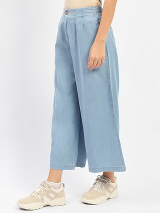 Madame Wide Leg Cropped Light Blue Denim