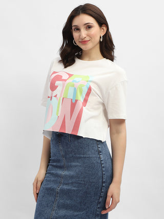 Madame Graphic Print White Cotton T-Shirt