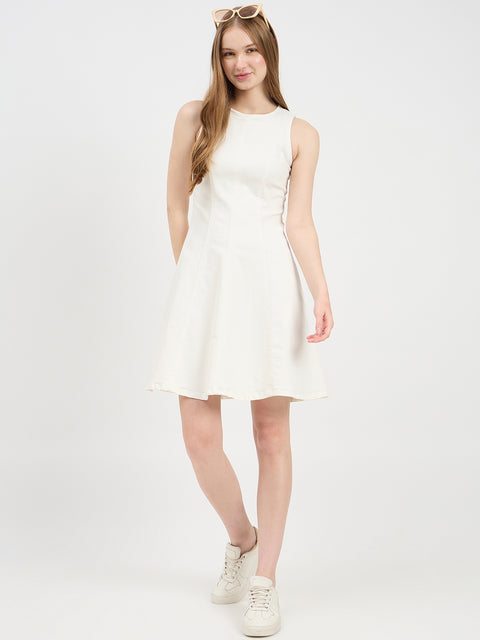 Madame Side Panel Cotton Denim Sheath Dress