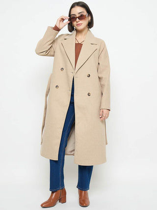 Madame Beige Belted Long Coat