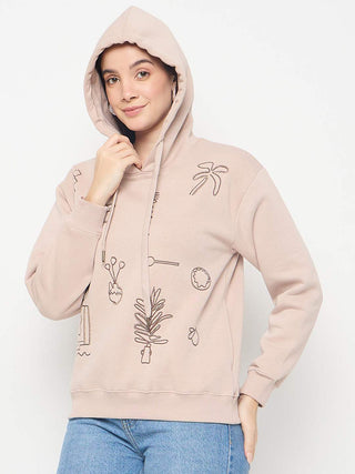 Madame Embroidered Cotton Blend Beige Sweatshirt