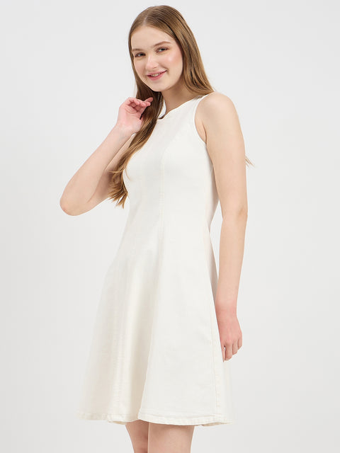 Madame Side Panel Cotton Denim Sheath Dress