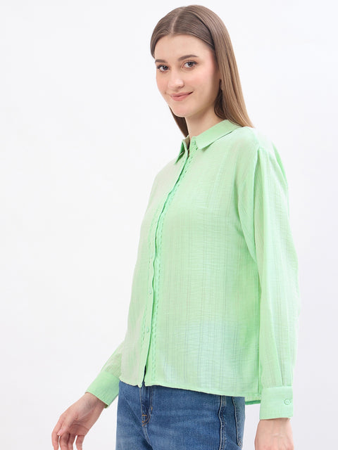 Madame Lace Detail Mint Green Shirt