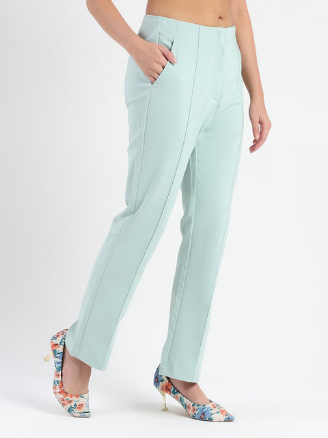 Madame Alex Front Pintuck Detailed Mint Green Trousers