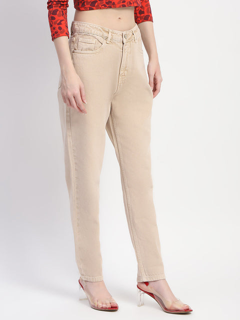 Madame Straight Fit Cotton Beige Denim