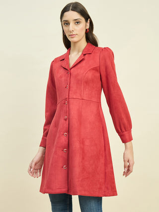 Madame Suede Blazer Dress with Embellished Button Details