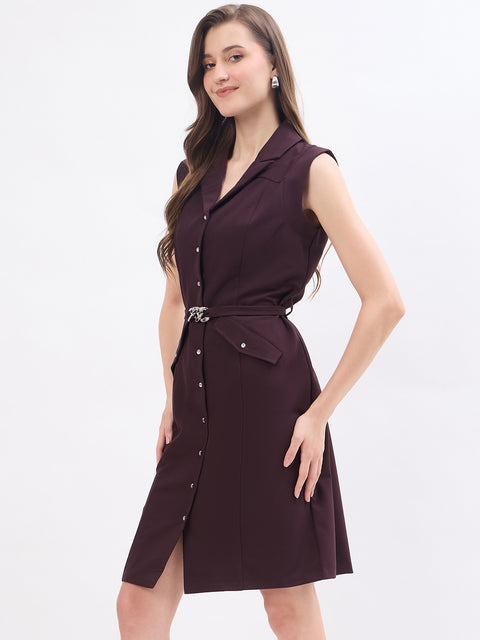 Madame Wine Viscose Blend Blazer Dress
