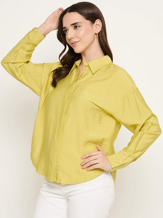 Madame Printed Placket Lemon Yellow Shirt
